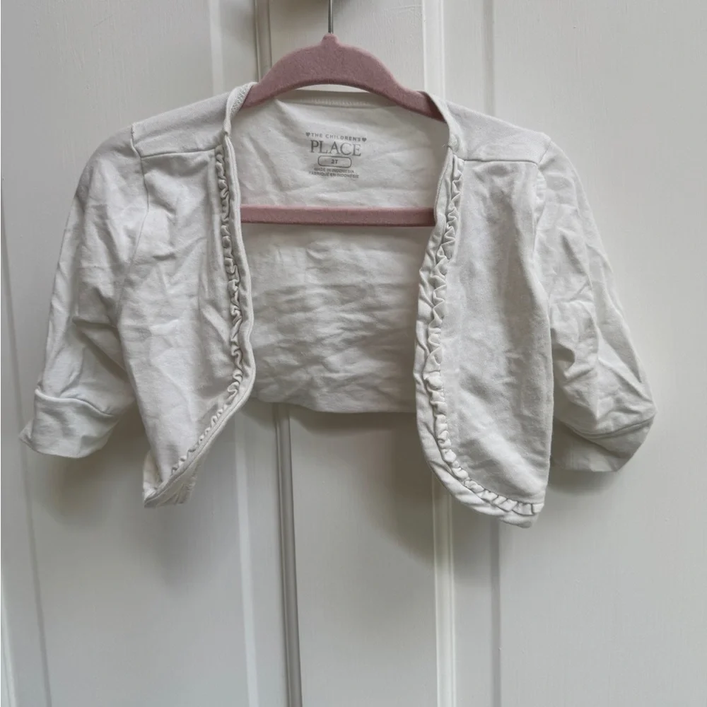 The Children's Place 2T Girls White Crop Cardigan